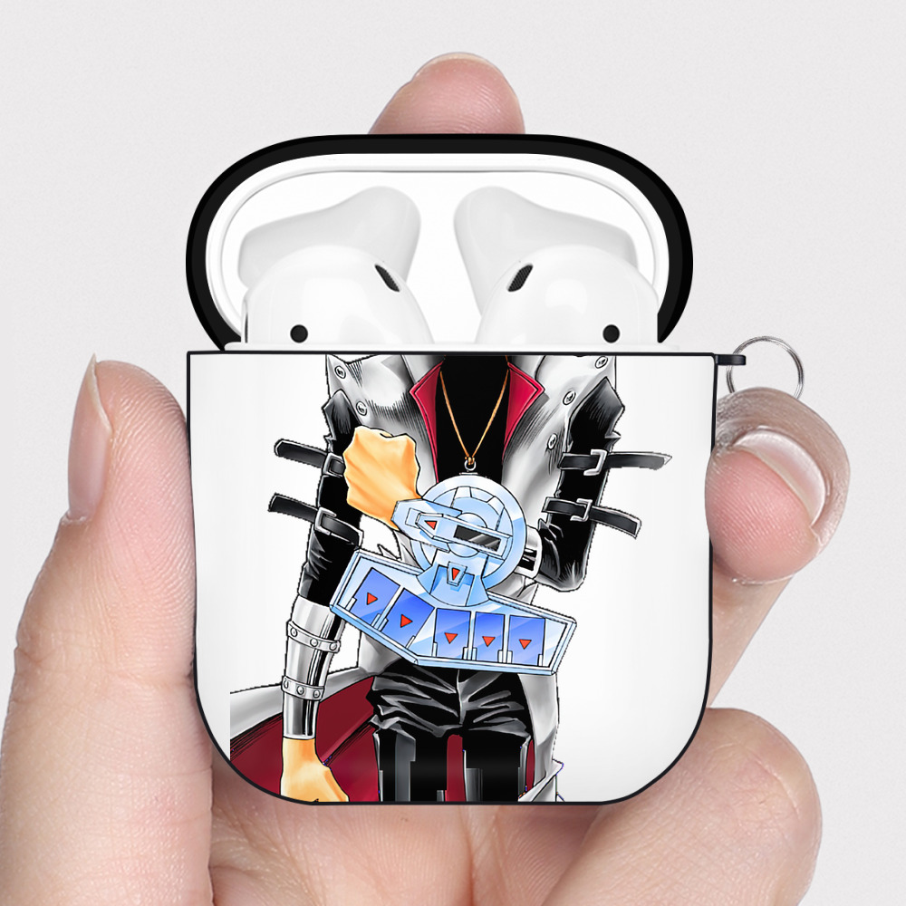 （画像用） 遊☆戯☆王 Yu-Gi-Oh! AirPods 第2世代保護ケース ハードシェル ブラック 耐衝撃・防指紋・カラビナ付き