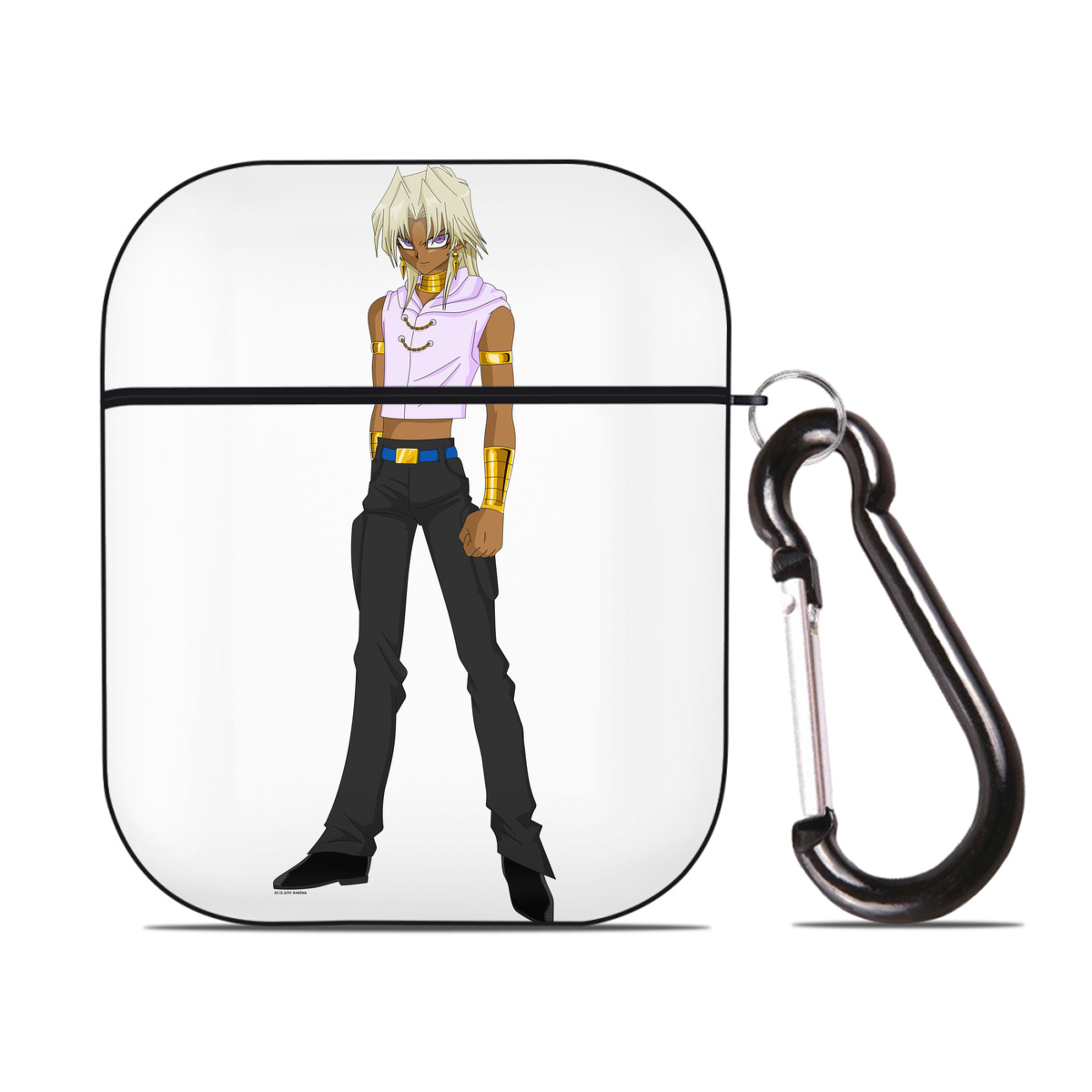 （画像用） 遊☆戯☆王 Yu-Gi-Oh! AirPods 第2世代保護ケース ハードシェル ブラック 耐衝撃・防指紋・カラビナ付き