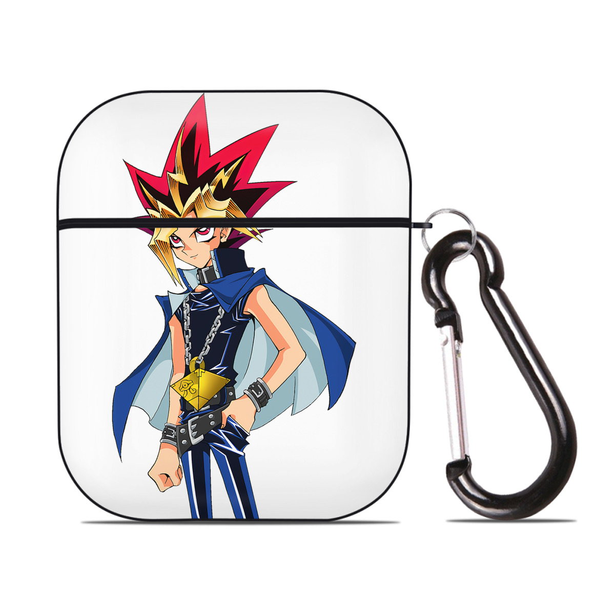 （画像用） 遊☆戯☆王 Yu-Gi-Oh! AirPods 第2世代保護ケース ハードシェル ブラック 耐衝撃・防指紋・カラビナ付き