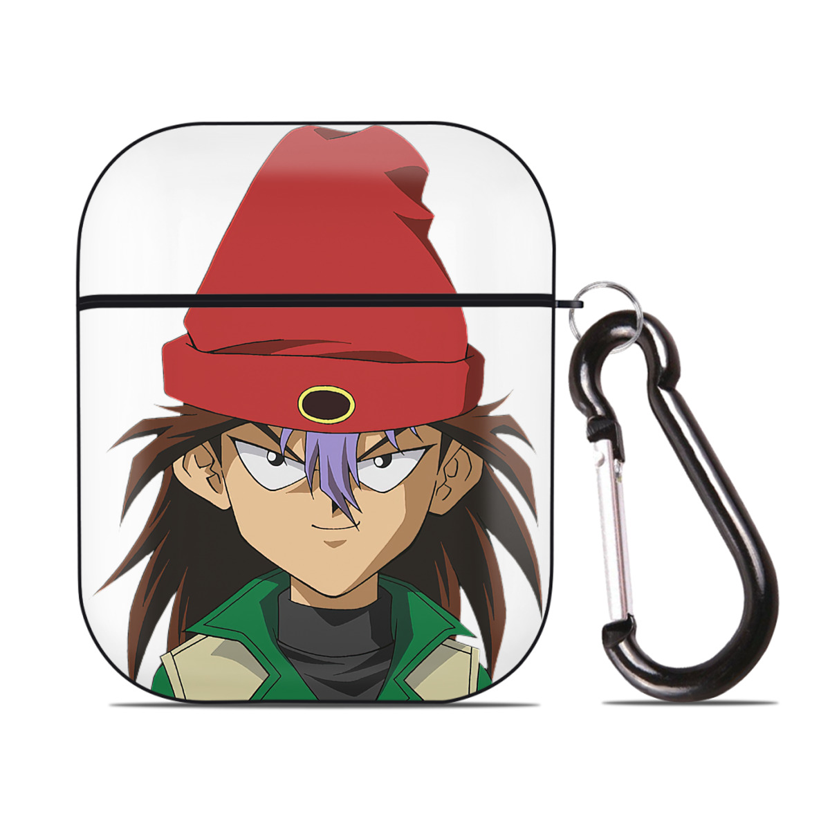 （画像用） 遊☆戯☆王 Yu-Gi-Oh! AirPods 第2世代保護ケース ハードシェル ブラック 耐衝撃・防指紋・カラビナ付き