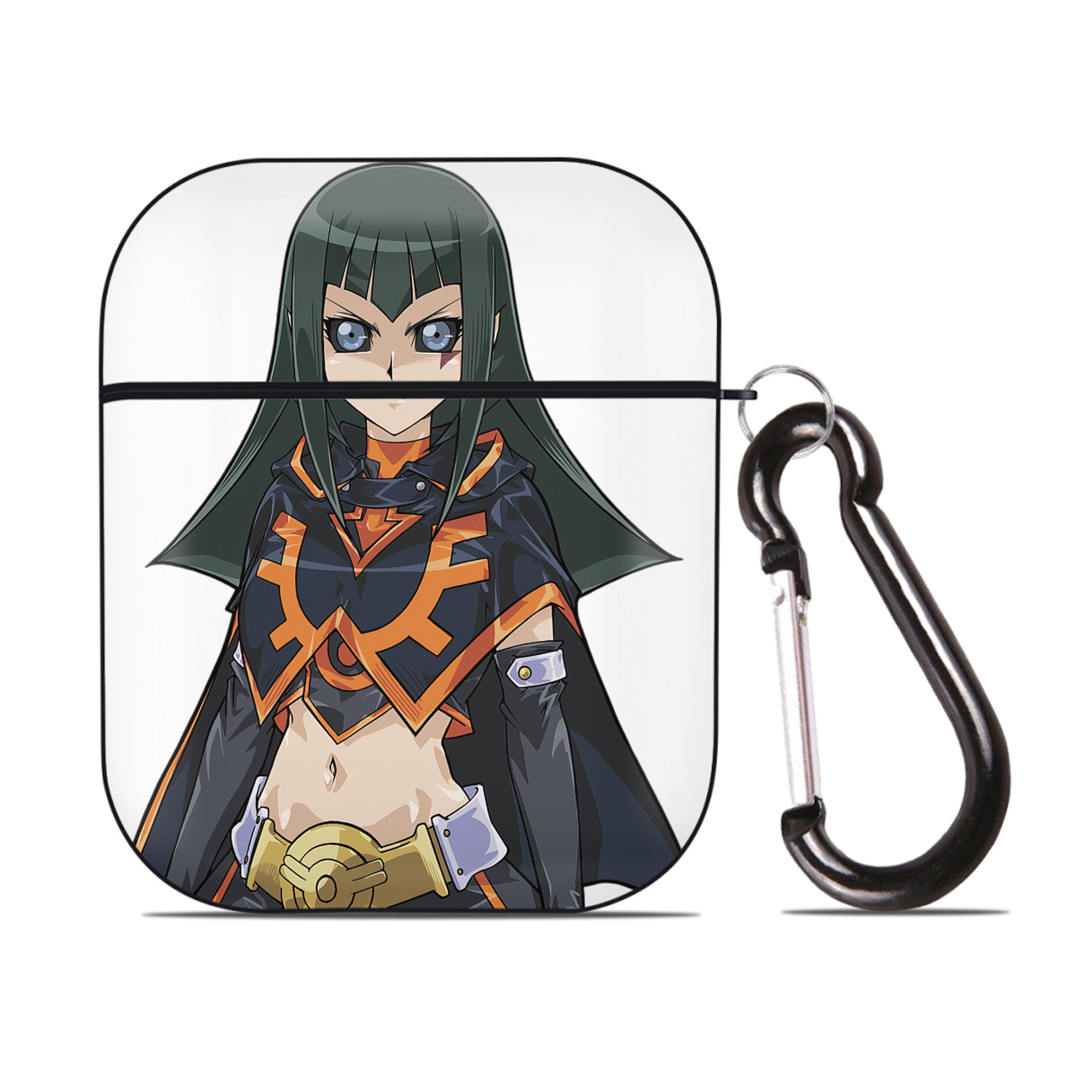 （画像用） 遊☆戯☆王 Yu-Gi-Oh! AirPods 第2世代保護ケース ハードシェル ブラック 耐衝撃・防指紋・カラビナ付き