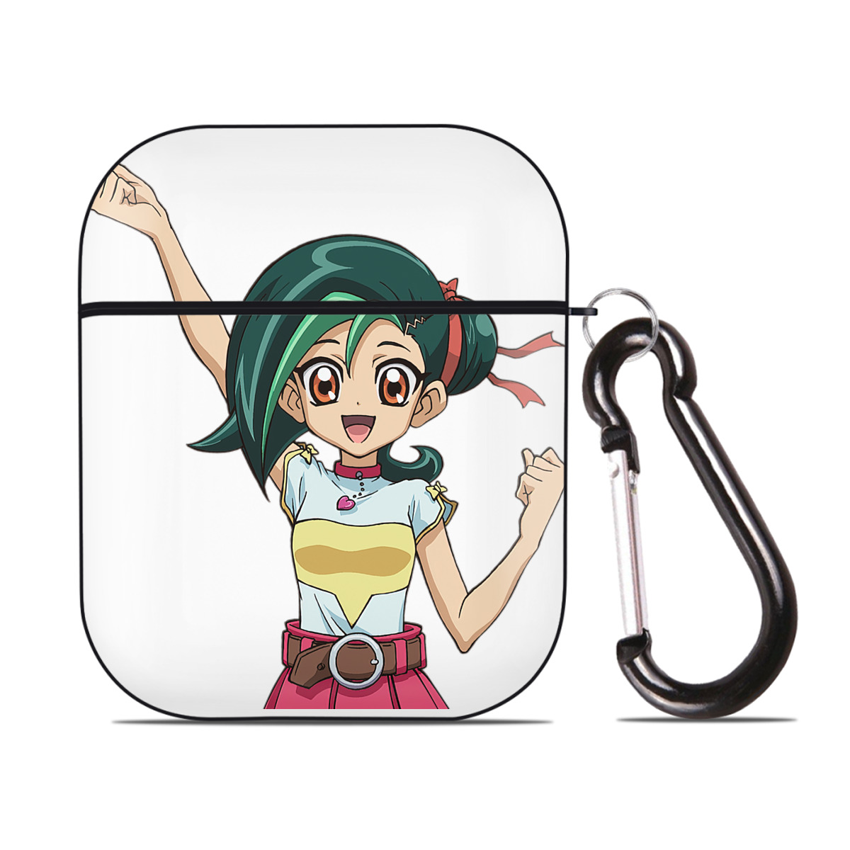（画像用） 遊☆戯☆王 Yu-Gi-Oh! AirPods 第2世代保護ケース ハードシェル ブラック 耐衝撃・防指紋・カラビナ付き
