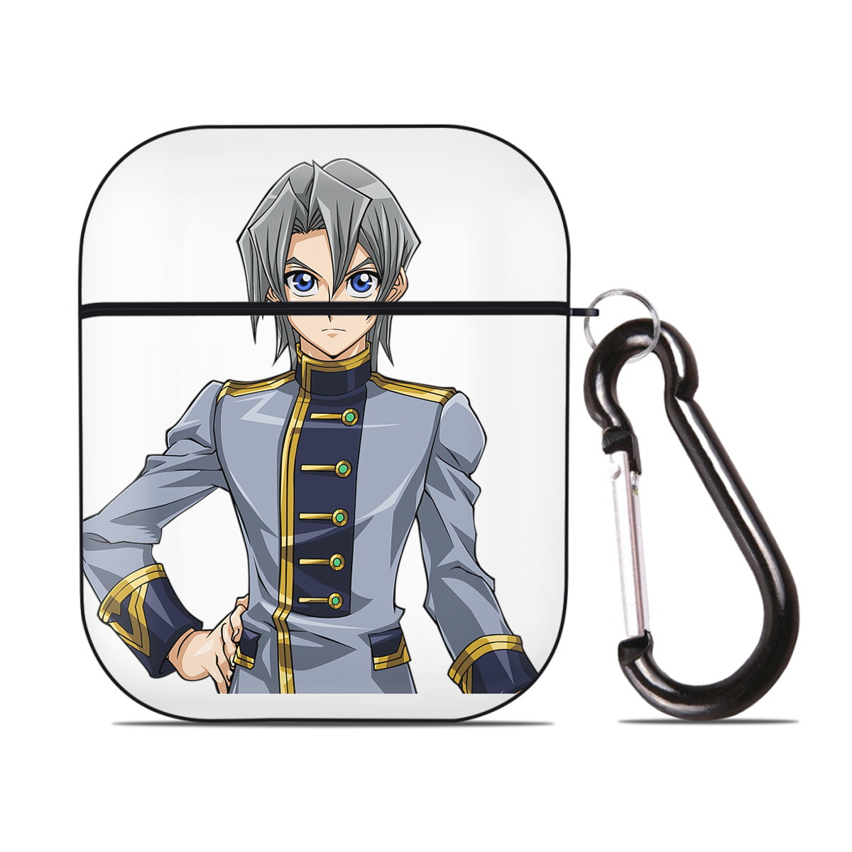 （画像用） 遊☆戯☆王 Yu-Gi-Oh! AirPods 第2世代保護ケース ハードシェル ブラック 耐衝撃・防指紋・カラビナ付き