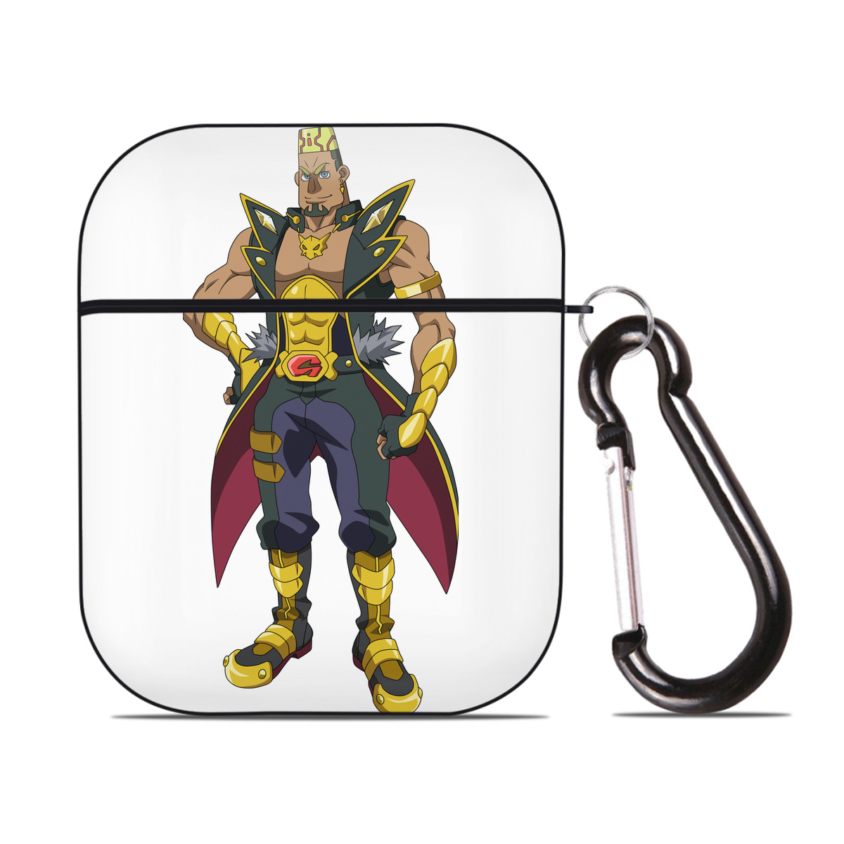 （画像用） 遊☆戯☆王 Yu-Gi-Oh! AirPods 第2世代保護ケース ハードシェル ブラック 耐衝撃・防指紋・カラビナ付き