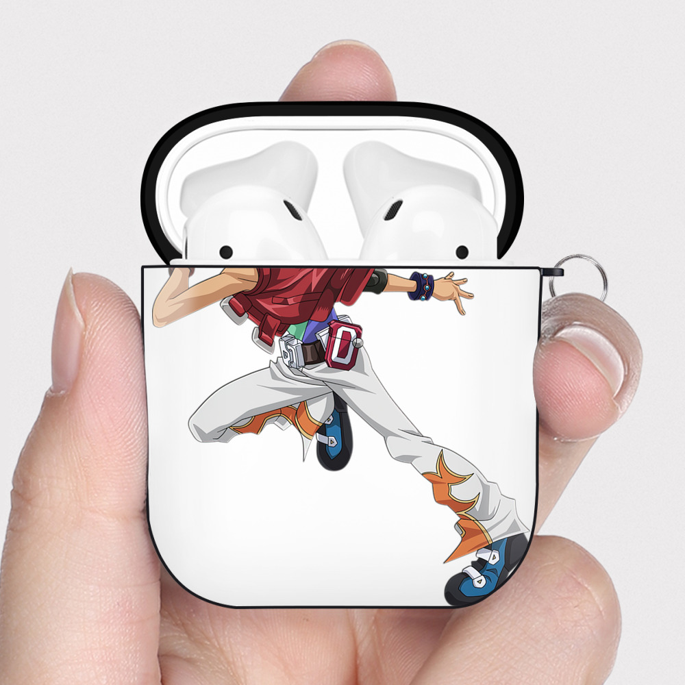 （画像用） 遊☆戯☆王 Yu-Gi-Oh! AirPods 第2世代保護ケース ハードシェル ブラック 耐衝撃・防指紋・カラビナ付き