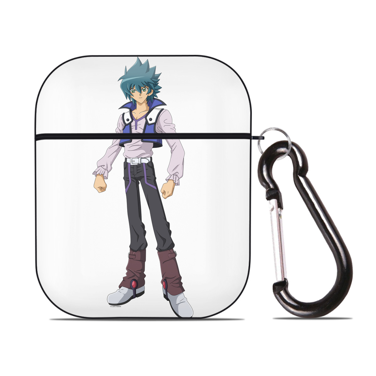 （画像用） 遊☆戯☆王 Yu-Gi-Oh! AirPods 第2世代保護ケース ハードシェル ブラック 耐衝撃・防指紋・カラビナ付き