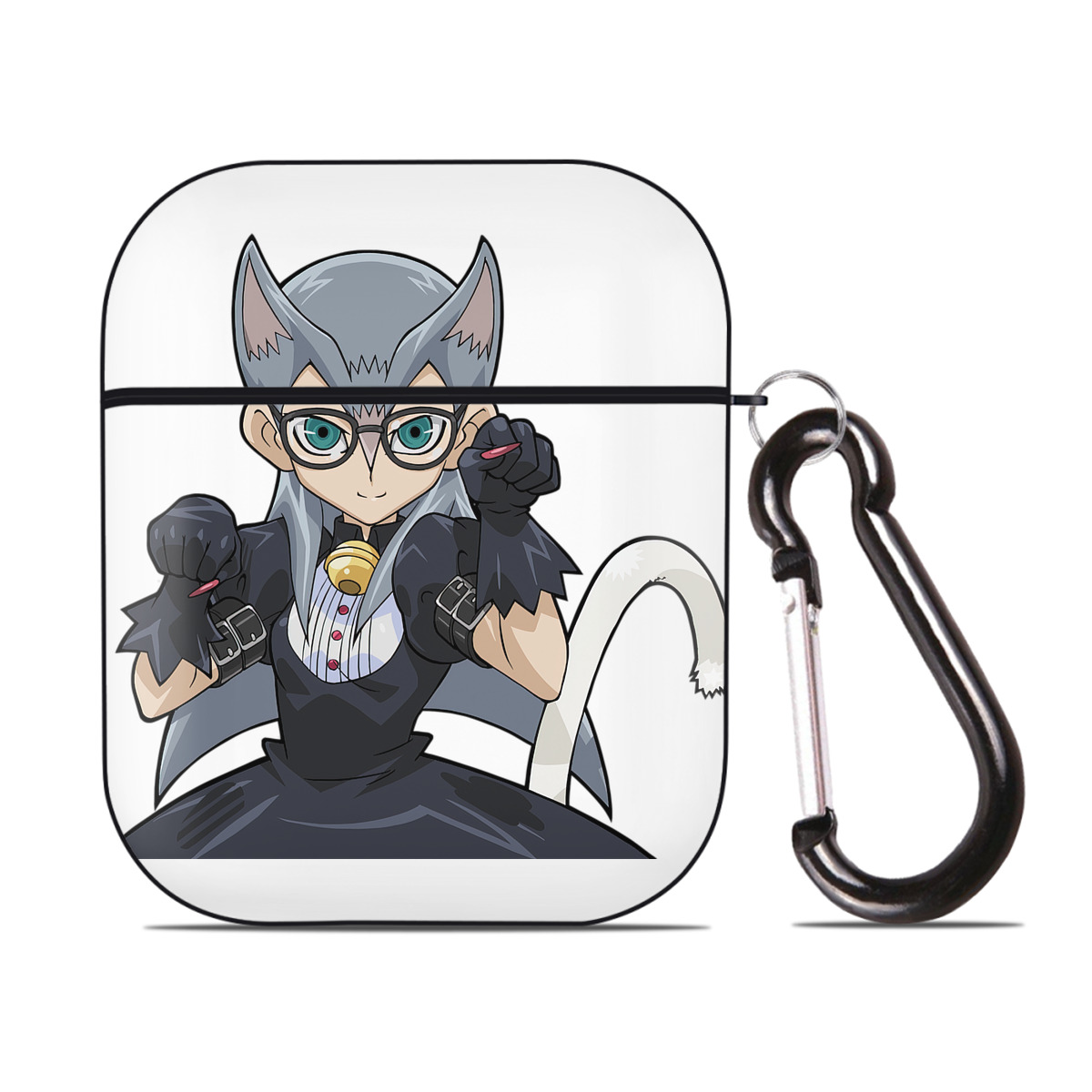 （画像用） 遊☆戯☆王 Yu-Gi-Oh! AirPods 第2世代保護ケース ハードシェル ブラック 耐衝撃・防指紋・カラビナ付き