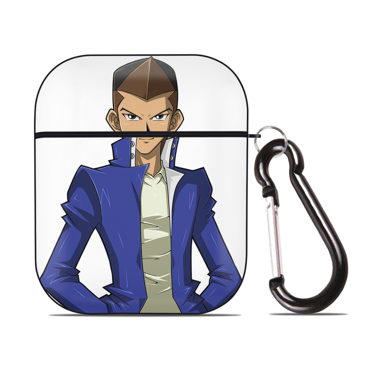 （画像用） 遊☆戯☆王 Yu-Gi-Oh! AirPods 第2世代保護ケース ハードシェル ブラック 耐衝撃・防指紋・カラビナ付き