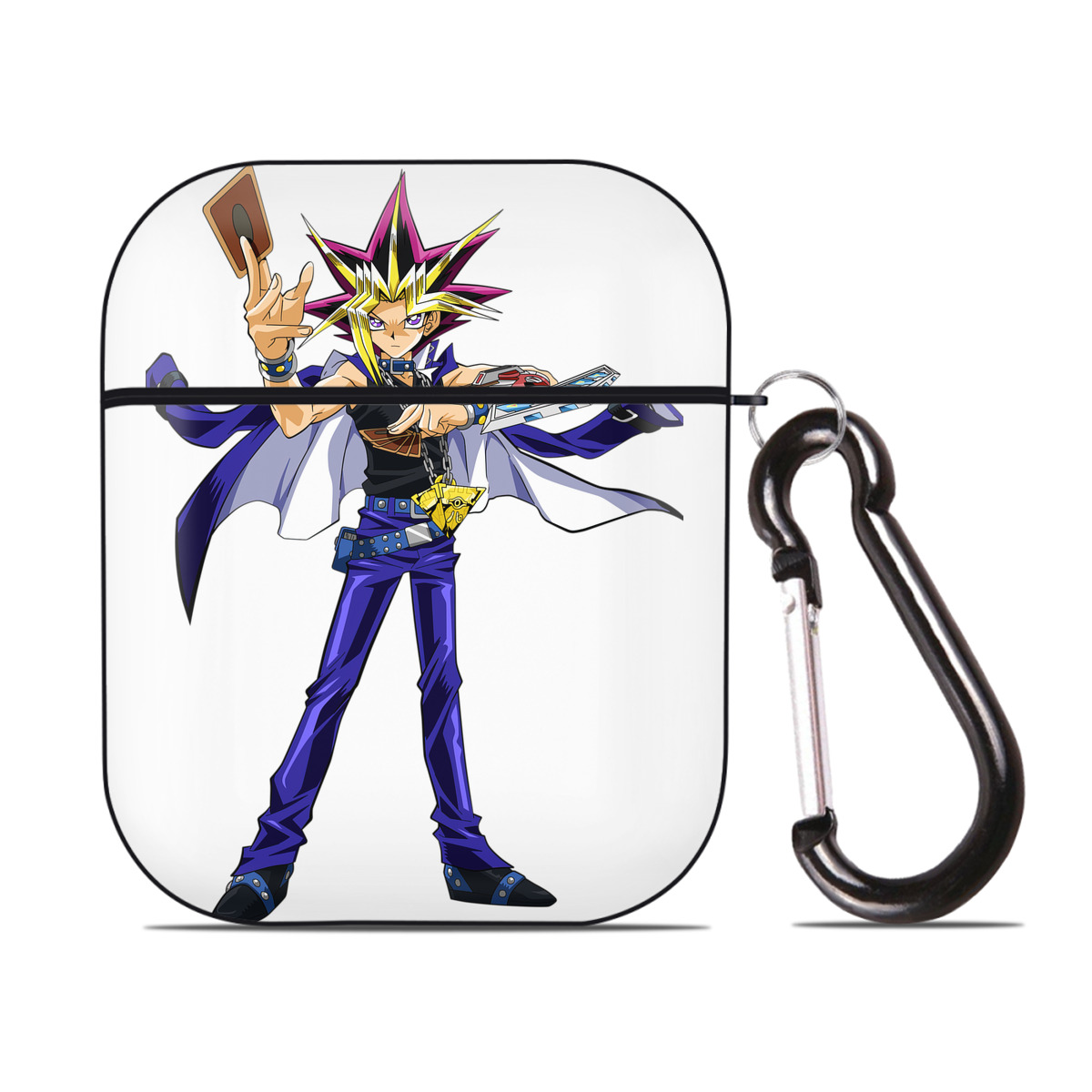 （画像用） 遊☆戯☆王 Yu-Gi-Oh! AirPods 第2世代保護ケース ハードシェル ブラック 耐衝撃・防指紋・カラビナ付き