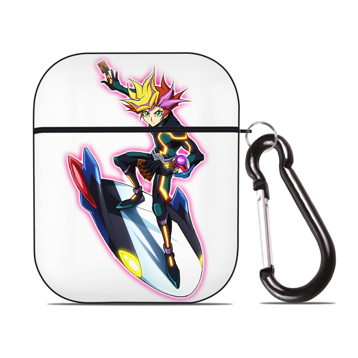 （画像用） 遊☆戯☆王 Yu-Gi-Oh! AirPods 第2世代保護ケース ハードシェル ブラック 耐衝撃・防指紋・カラビナ付き