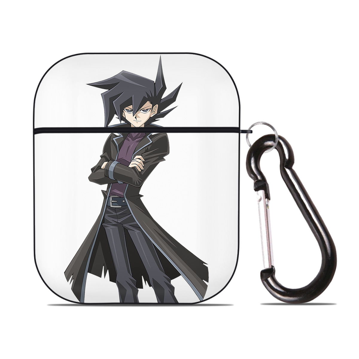 （画像用） 遊☆戯☆王 Yu-Gi-Oh! AirPods 第2世代保護ケース ハードシェル ブラック 耐衝撃・防指紋・カラビナ付き