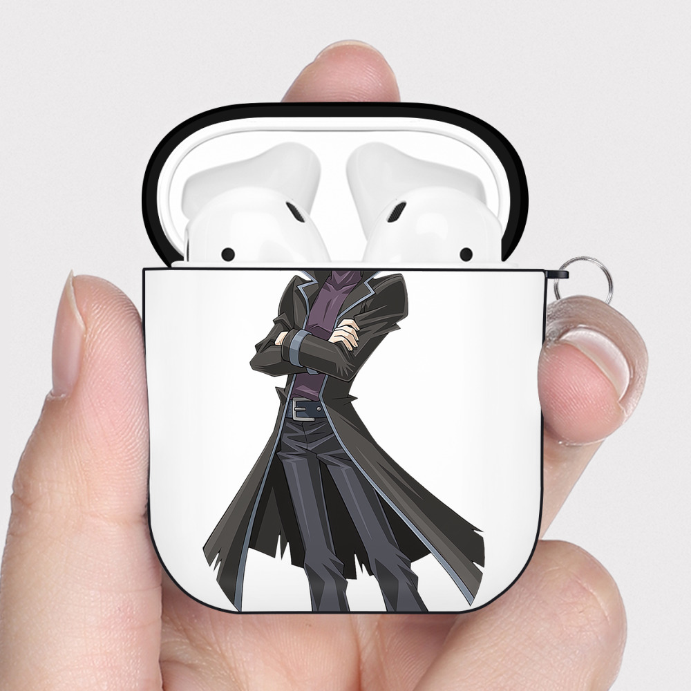 （画像用） 遊☆戯☆王 Yu-Gi-Oh! AirPods 第2世代保護ケース ハードシェル ブラック 耐衝撃・防指紋・カラビナ付き