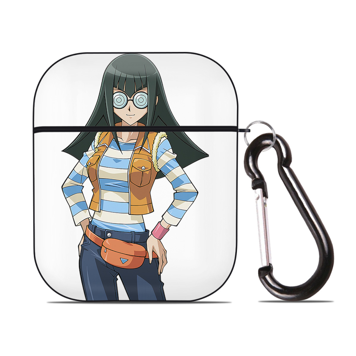 （画像用） 遊☆戯☆王 Yu-Gi-Oh! AirPods 第2世代保護ケース ハードシェル ブラック 耐衝撃・防指紋・カラビナ付き