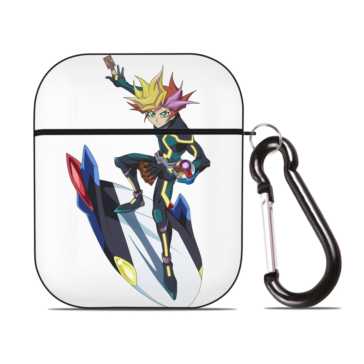 （画像用） 遊☆戯☆王 Yu-Gi-Oh! AirPods 第2世代保護ケース ハードシェル ブラック 耐衝撃・防指紋・カラビナ付き
