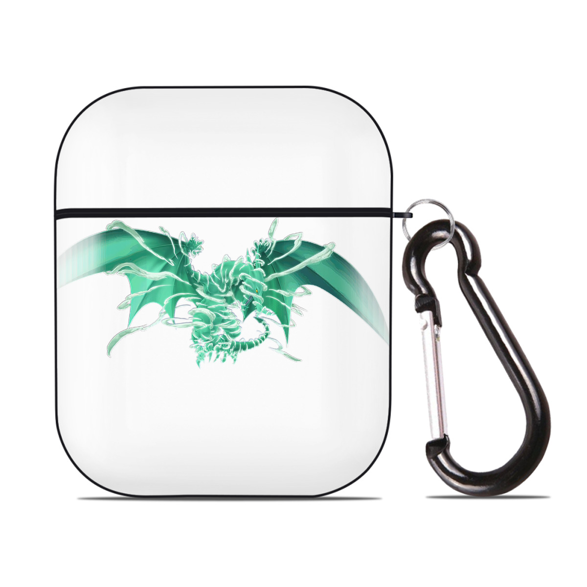 （画像用） 遊☆戯☆王 Yu-Gi-Oh! AirPods 第2世代保護ケース ハードシェル ブラック 耐衝撃・防指紋・カラビナ付き