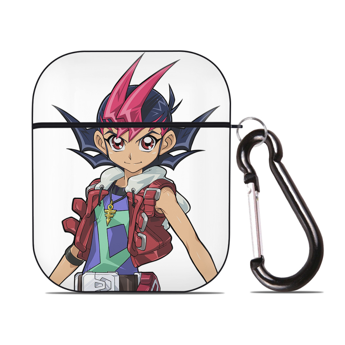 （画像用） 遊☆戯☆王 Yu-Gi-Oh! AirPods 第2世代保護ケース ハードシェル ブラック 耐衝撃・防指紋・カラビナ付き