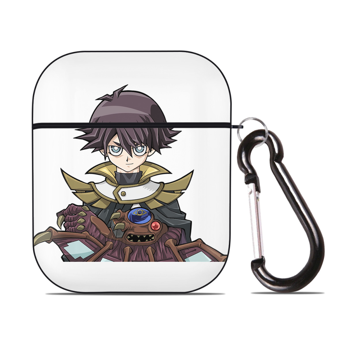 （画像用） 遊☆戯☆王 Yu-Gi-Oh! AirPods 第2世代保護ケース ハードシェル ブラック 耐衝撃・防指紋・カラビナ付き
