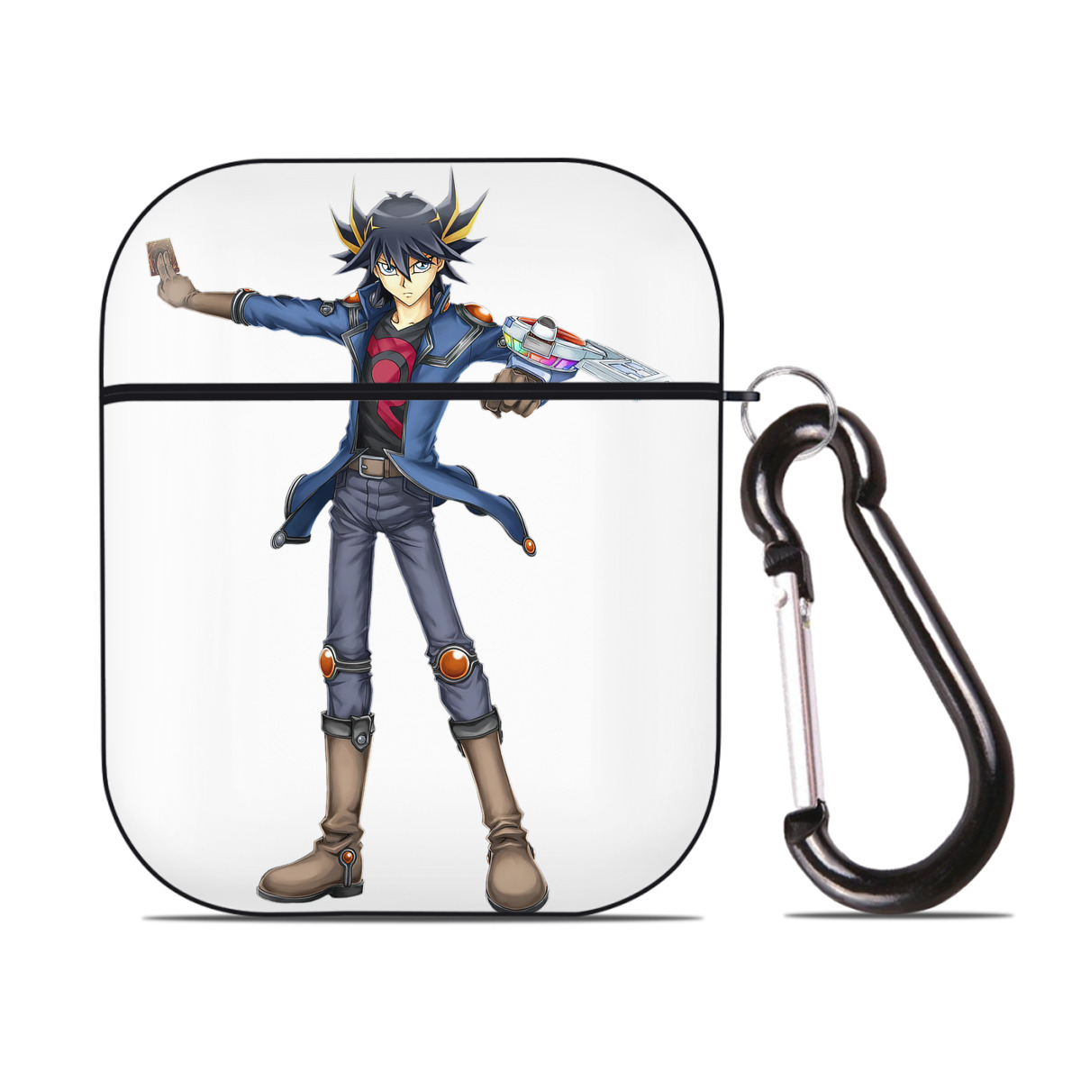 （画像用） 遊☆戯☆王 Yu-Gi-Oh! AirPods 第2世代保護ケース ハードシェル ブラック 耐衝撃・防指紋・カラビナ付き
