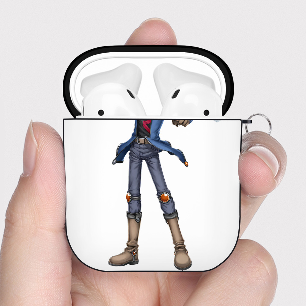 （画像用） 遊☆戯☆王 Yu-Gi-Oh! AirPods 第2世代保護ケース ハードシェル ブラック 耐衝撃・防指紋・カラビナ付き