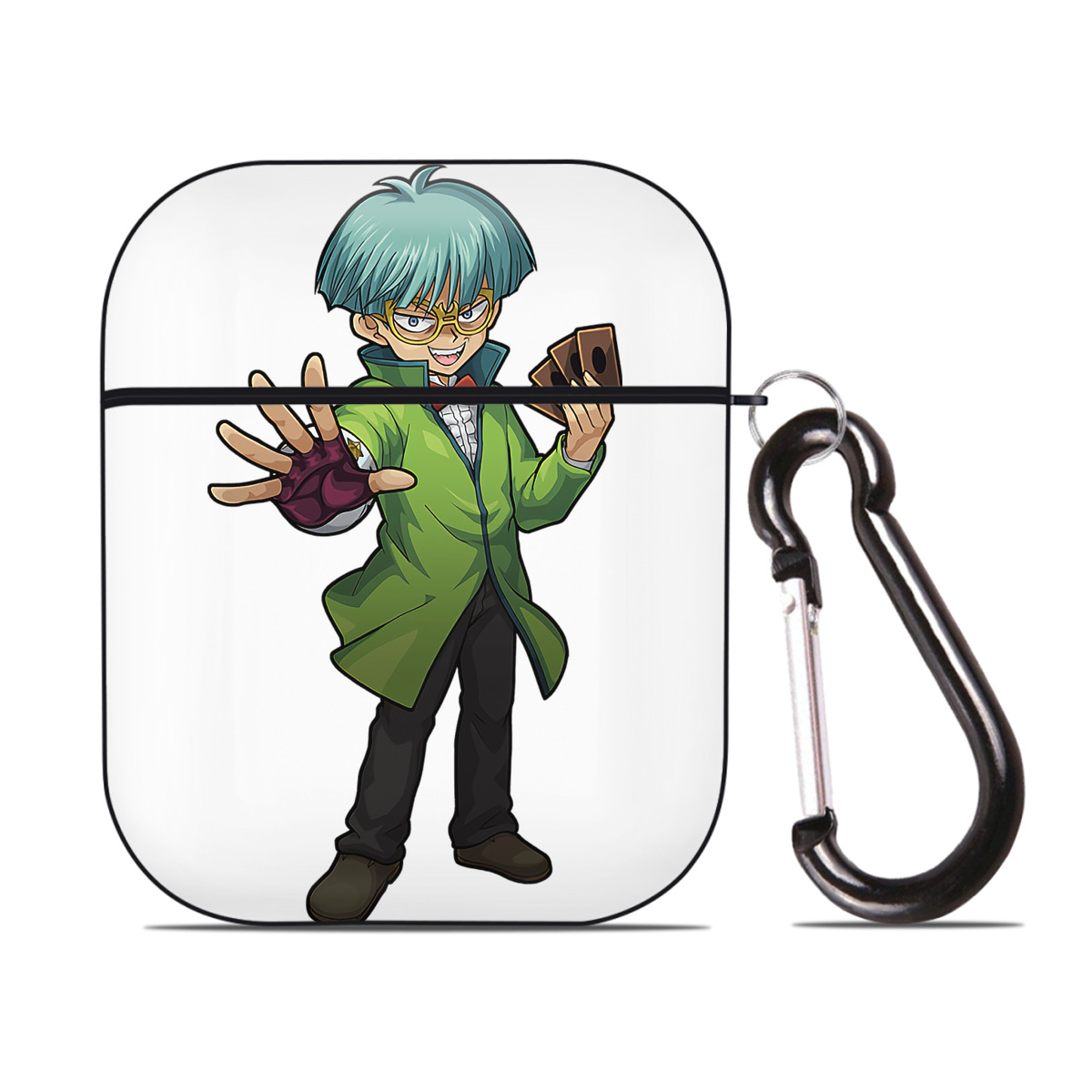 （画像用） 遊☆戯☆王 Yu-Gi-Oh! AirPods 第2世代保護ケース ハードシェル ブラック 耐衝撃・防指紋・カラビナ付き