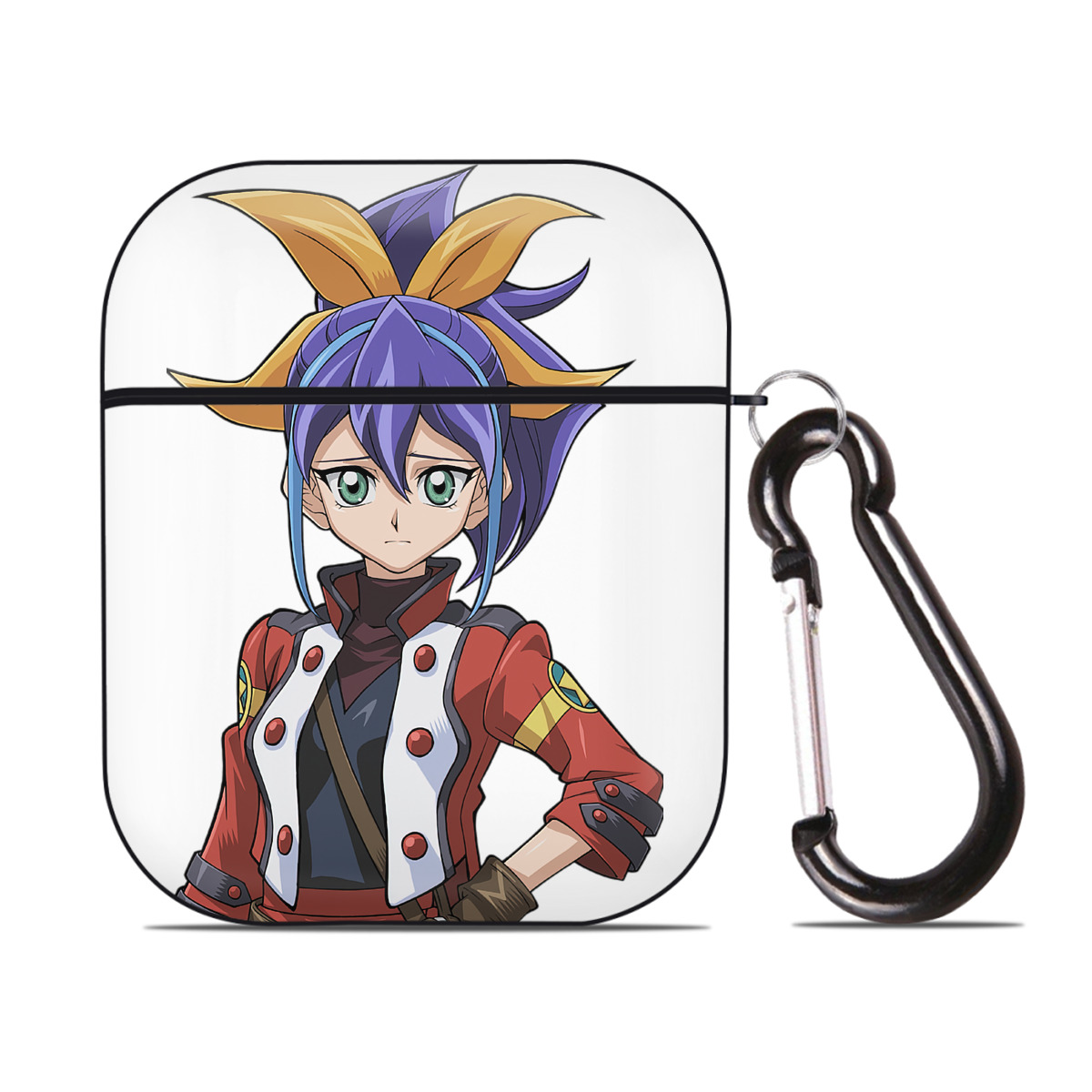 （画像用） 遊☆戯☆王 Yu-Gi-Oh! AirPods 第2世代保護ケース ハードシェル ブラック 耐衝撃・防指紋・カラビナ付き