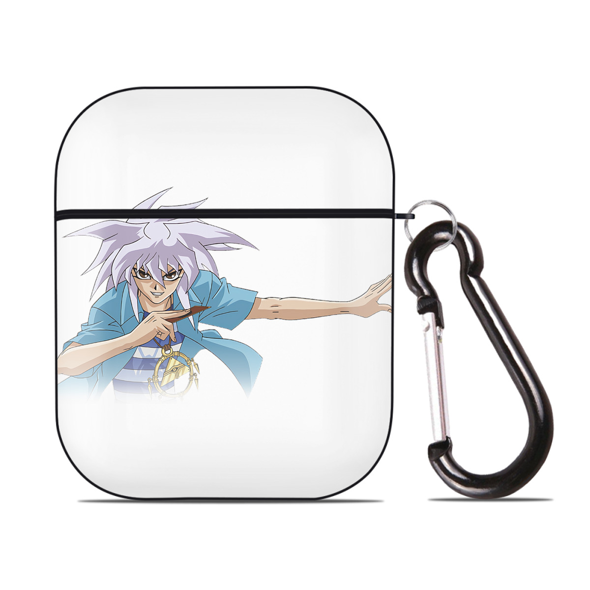 （画像用） 遊☆戯☆王 Yu-Gi-Oh! AirPods 第2世代保護ケース ハードシェル ブラック 耐衝撃・防指紋・カラビナ付き