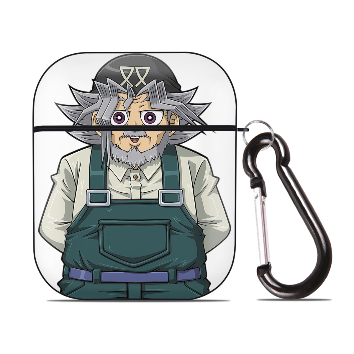 （画像用） 遊☆戯☆王 Yu-Gi-Oh! AirPods 第2世代保護ケース ハードシェル ブラック 耐衝撃・防指紋・カラビナ付き