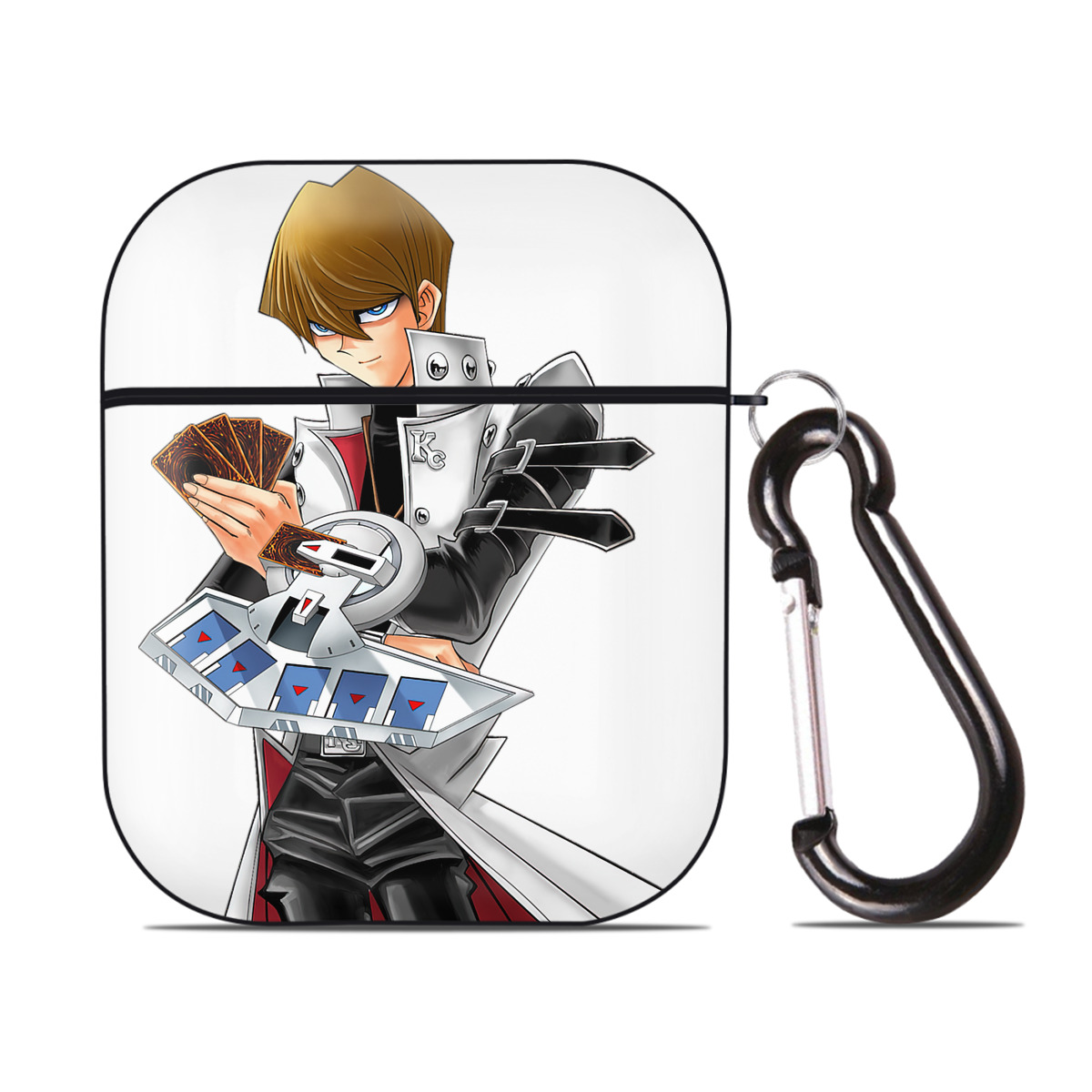 （画像用） 遊☆戯☆王 Yu-Gi-Oh! AirPods 第2世代保護ケース ハードシェル ブラック 耐衝撃・防指紋・カラビナ付き