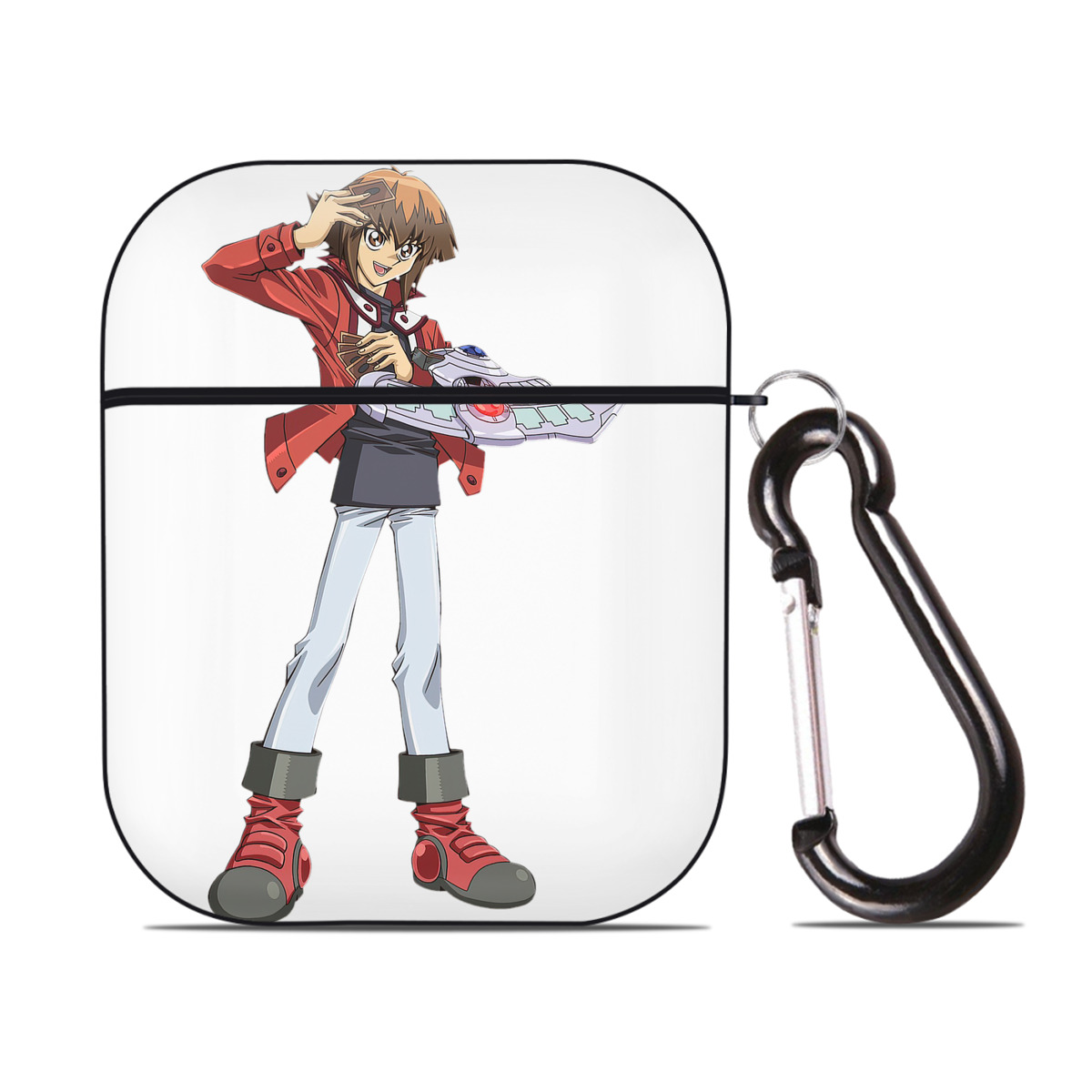 （画像用） 遊☆戯☆王 Yu-Gi-Oh! AirPods 第2世代保護ケース ハードシェル ブラック 耐衝撃・防指紋・カラビナ付き