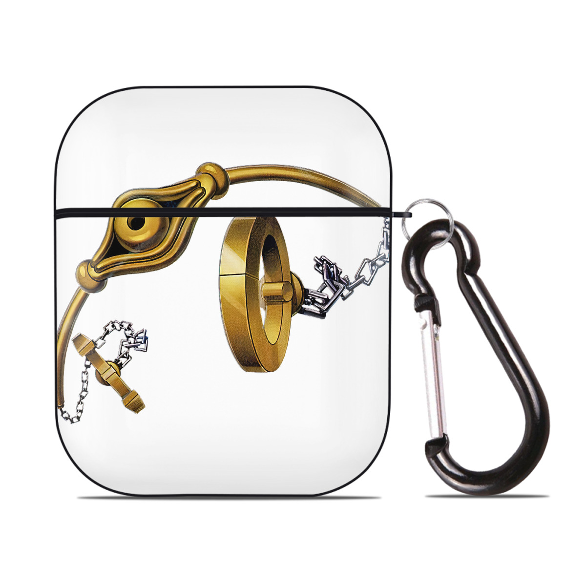 （画像用） 遊☆戯☆王 Yu-Gi-Oh! AirPods 第2世代保護ケース ハードシェル ブラック 耐衝撃・防指紋・カラビナ付き