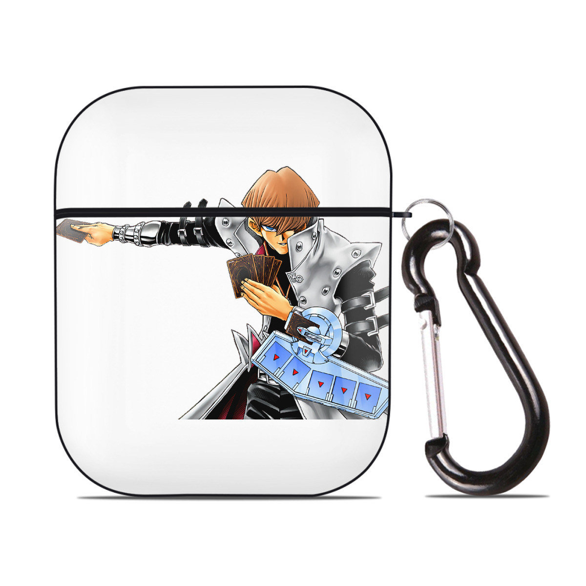 （画像用） 遊☆戯☆王 Yu-Gi-Oh! AirPods 第2世代保護ケース ハードシェル ブラック 耐衝撃・防指紋・カラビナ付き