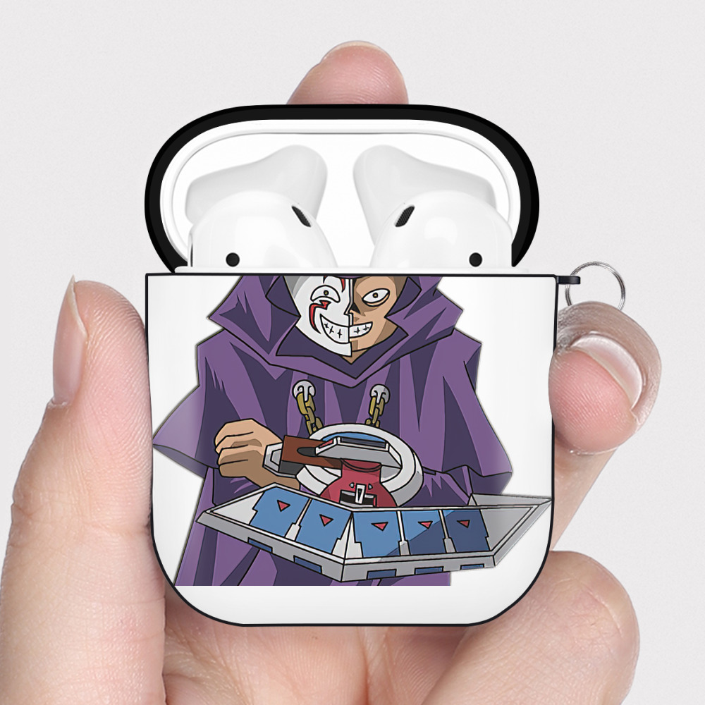 （画像用） 遊☆戯☆王 Yu-Gi-Oh! AirPods 第2世代保護ケース ハードシェル ブラック 耐衝撃・防指紋・カラビナ付き