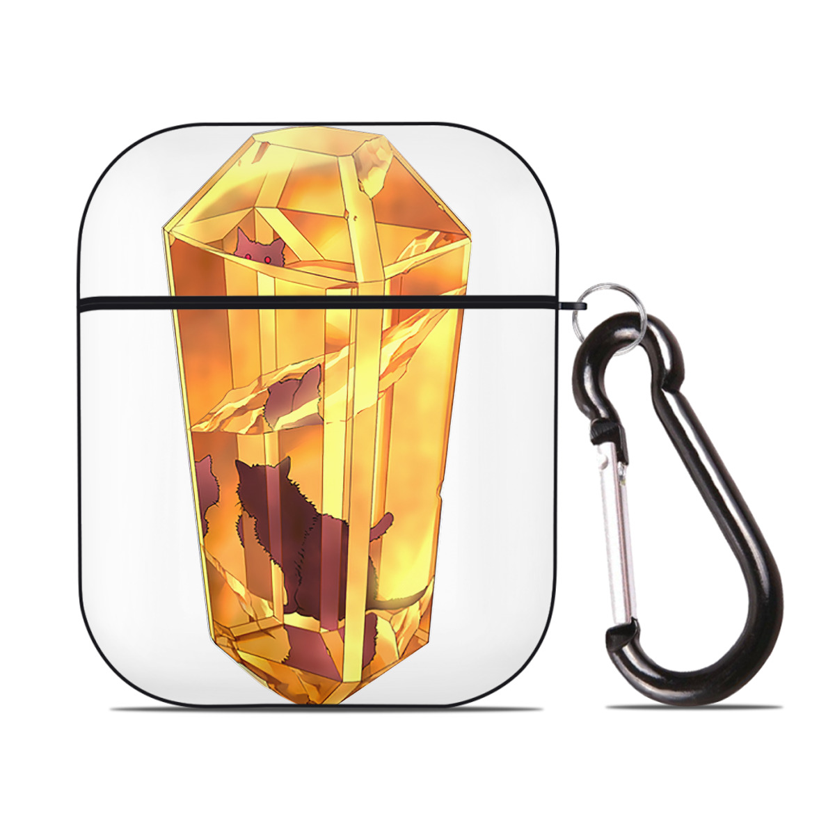 （画像用） 遊☆戯☆王 Yu-Gi-Oh! AirPods 第2世代保護ケース ハードシェル ブラック 耐衝撃・防指紋・カラビナ付き
