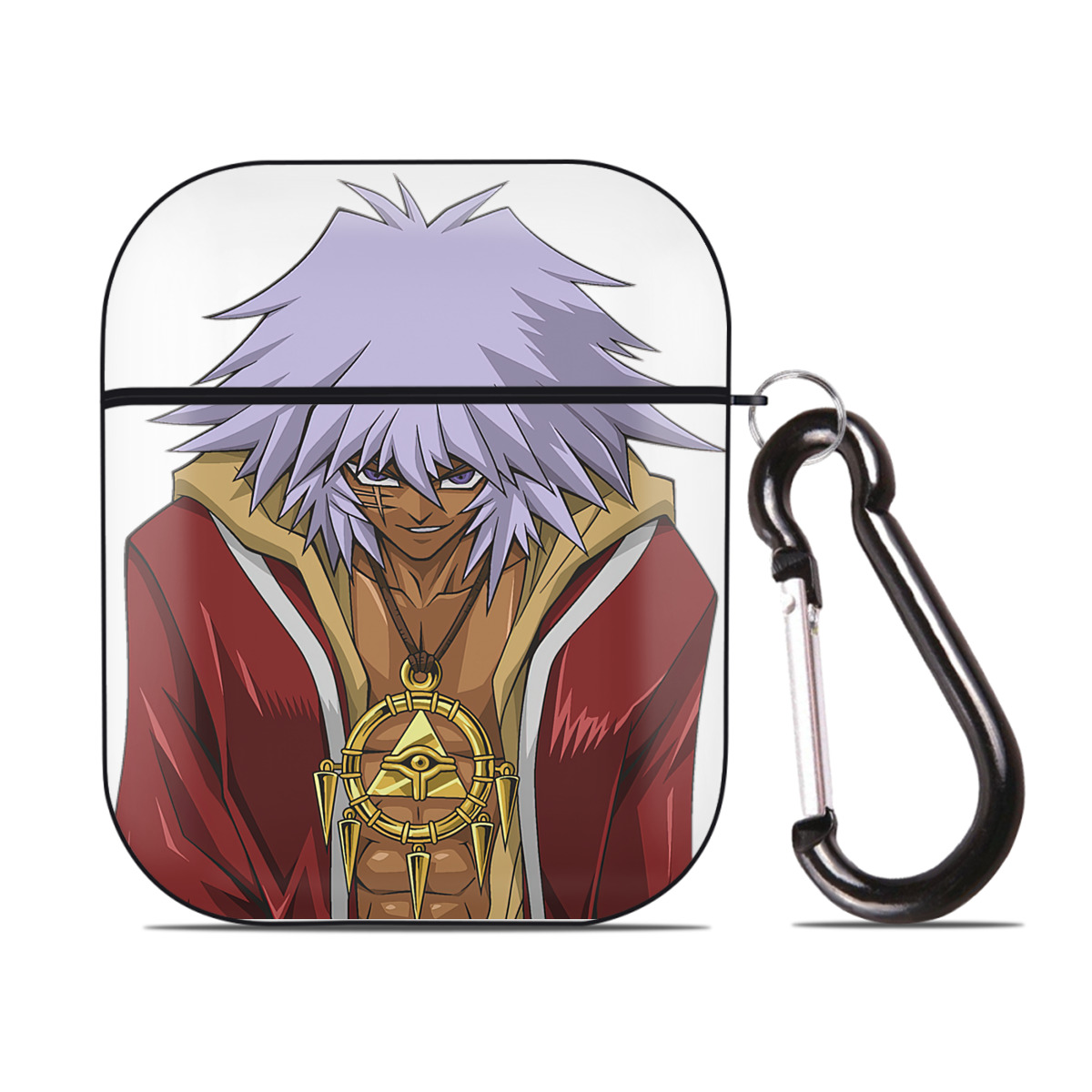 （画像用） 遊☆戯☆王 Yu-Gi-Oh! AirPods 第2世代保護ケース ハードシェル ブラック 耐衝撃・防指紋・カラビナ付き