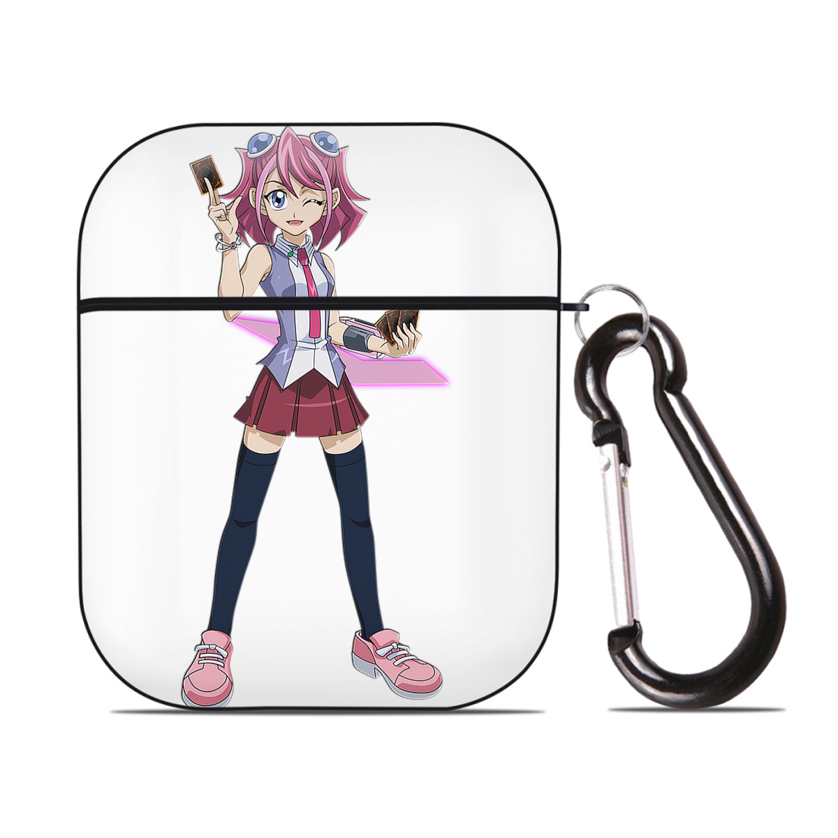 （画像用） 遊☆戯☆王 Yu-Gi-Oh! AirPods 第2世代保護ケース ハードシェル ブラック 耐衝撃・防指紋・カラビナ付き