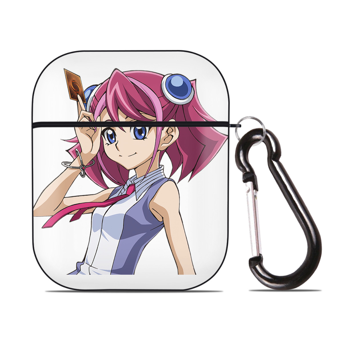 （画像用） 遊☆戯☆王 Yu-Gi-Oh! AirPods 第2世代保護ケース ハードシェル ブラック 耐衝撃・防指紋・カラビナ付き