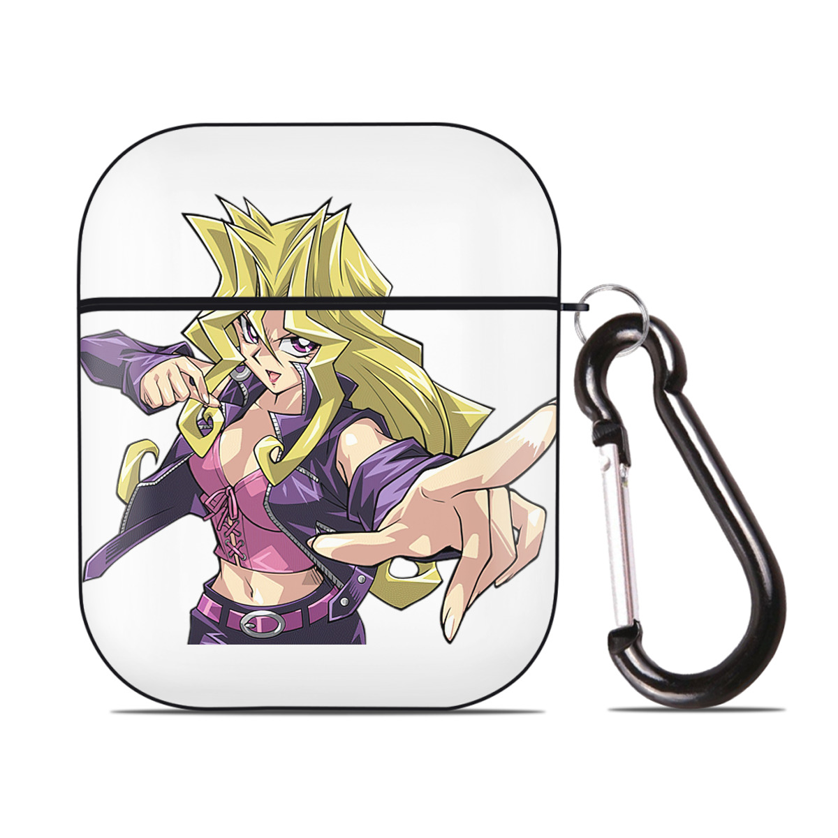 （画像用） 遊☆戯☆王 Yu-Gi-Oh! AirPods 第2世代保護ケース ハードシェル ブラック 耐衝撃・防指紋・カラビナ付き