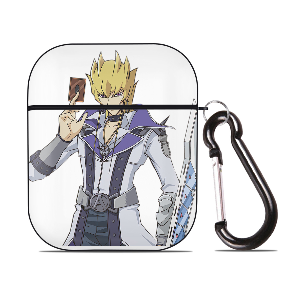 （画像用） 遊☆戯☆王 Yu-Gi-Oh! AirPods 第2世代保護ケース ハードシェル ブラック 耐衝撃・防指紋・カラビナ付き