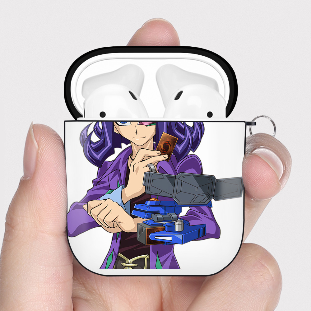 （画像用） 遊☆戯☆王 Yu-Gi-Oh! AirPods 第2世代保護ケース ハードシェル ブラック 耐衝撃・防指紋・カラビナ付き