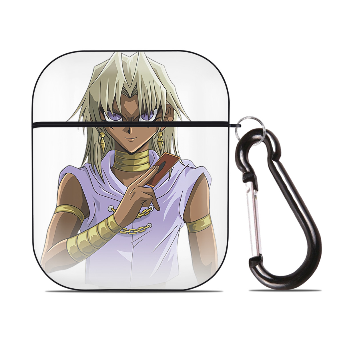 （画像用） 遊☆戯☆王 Yu-Gi-Oh! AirPods 第2世代保護ケース ハードシェル ブラック 耐衝撃・防指紋・カラビナ付き
