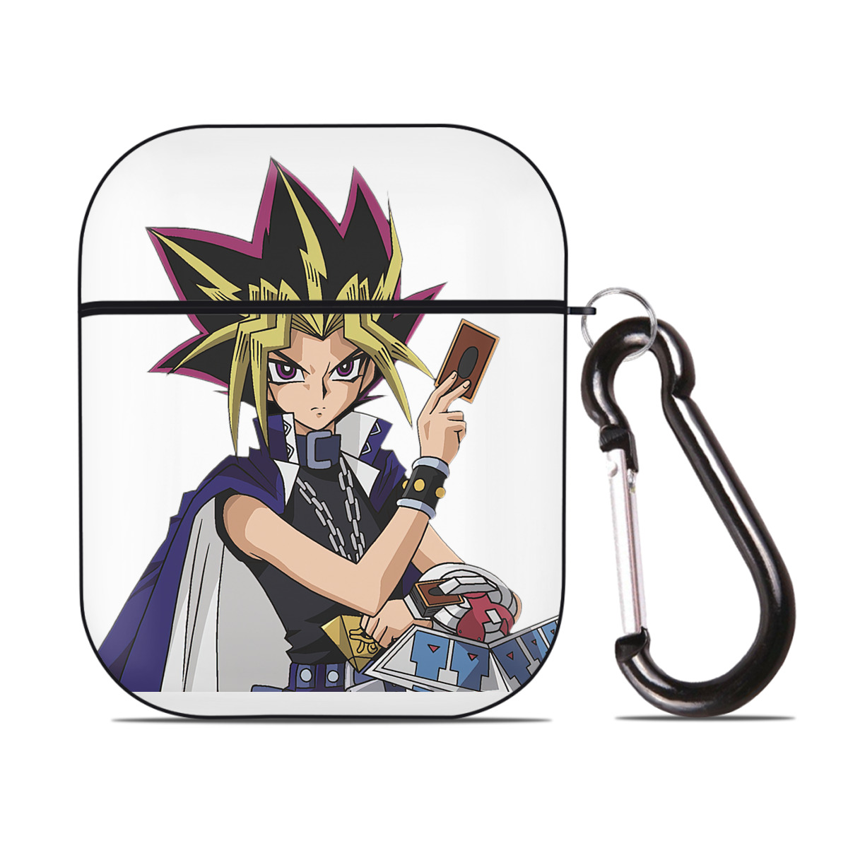 （画像用） 遊☆戯☆王 Yu-Gi-Oh! AirPods 第2世代保護ケース ハードシェル ブラック 耐衝撃・防指紋・カラビナ付き