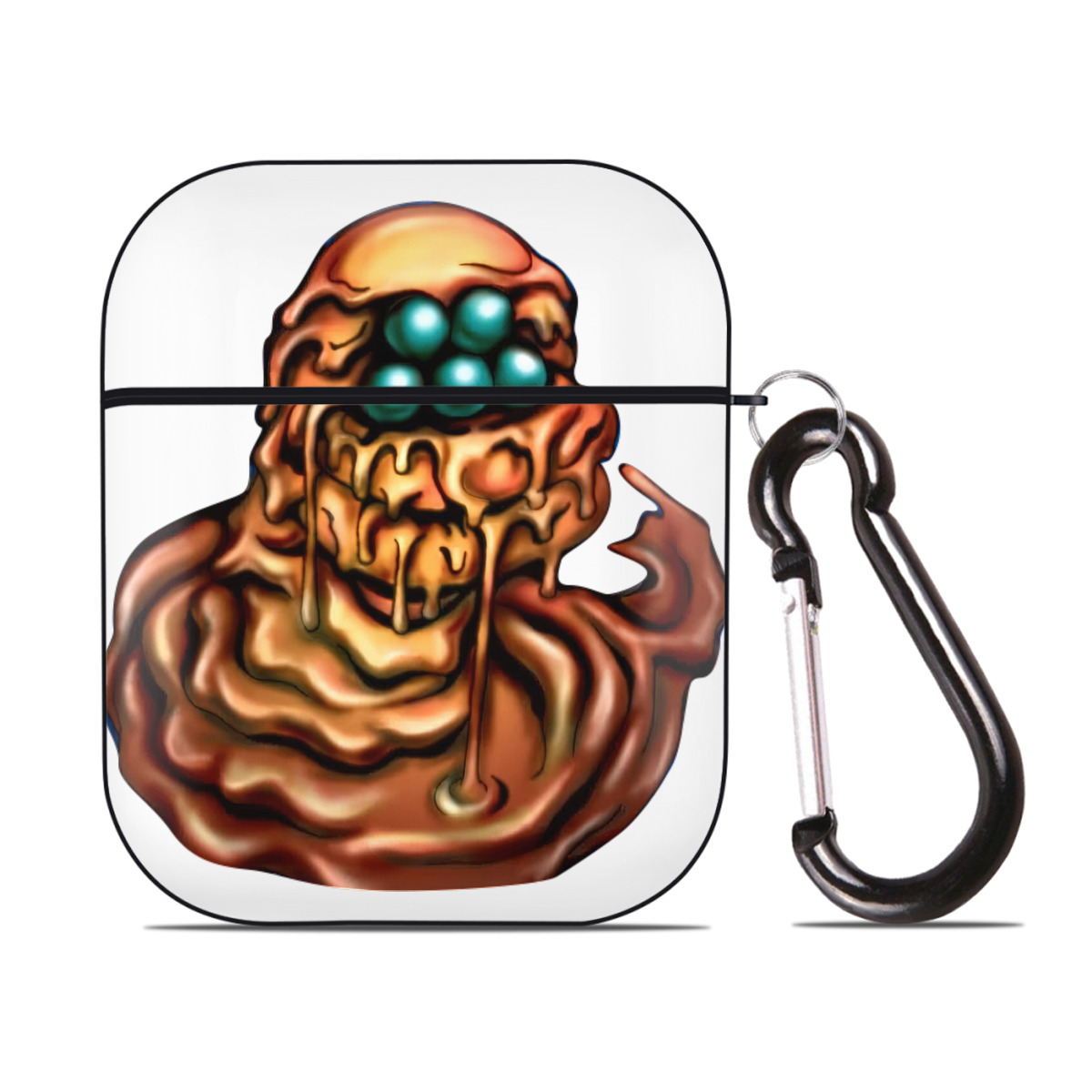（画像用） 遊☆戯☆王 Yu-Gi-Oh! AirPods 第2世代保護ケース ハードシェル ブラック 耐衝撃・防指紋・カラビナ付き