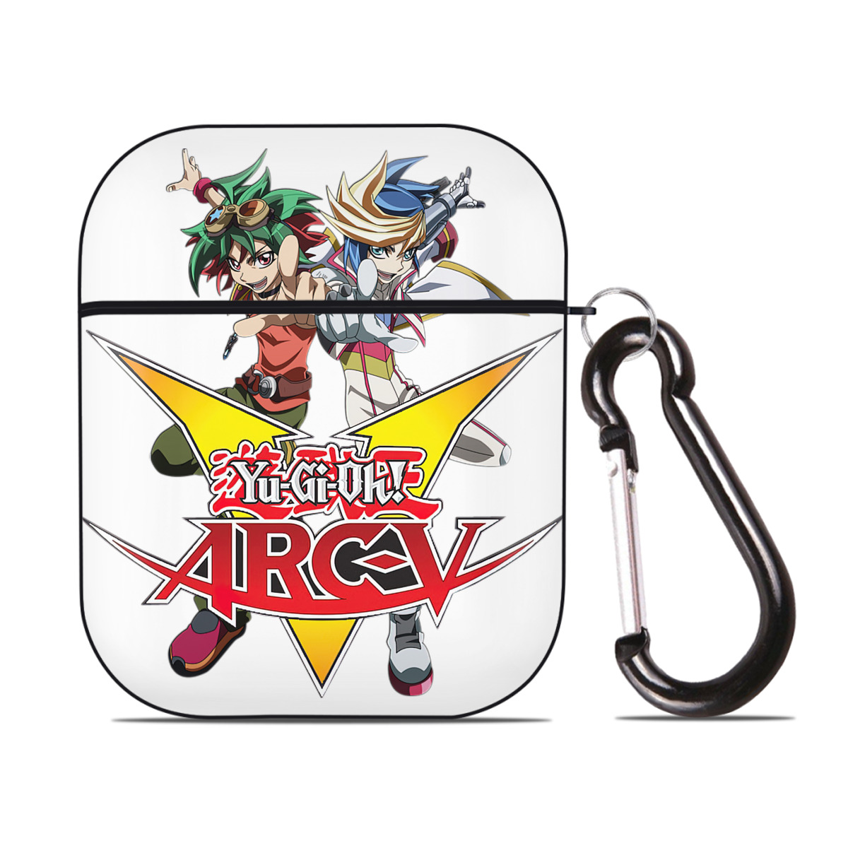 （画像用） 遊☆戯☆王 Yu-Gi-Oh! AirPods 第2世代保護ケース ハードシェル ブラック 耐衝撃・防指紋・カラビナ付き
