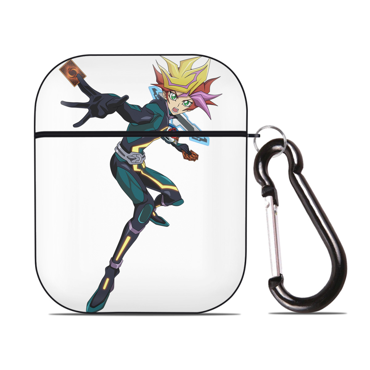（画像用） 遊☆戯☆王 Yu-Gi-Oh! AirPods 第2世代保護ケース ハードシェル ブラック 耐衝撃・防指紋・カラビナ付き