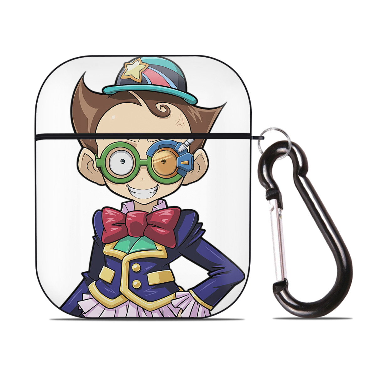 （画像用） 遊☆戯☆王 Yu-Gi-Oh! AirPods 第2世代保護ケース ハードシェル ブラック 耐衝撃・防指紋・カラビナ付き