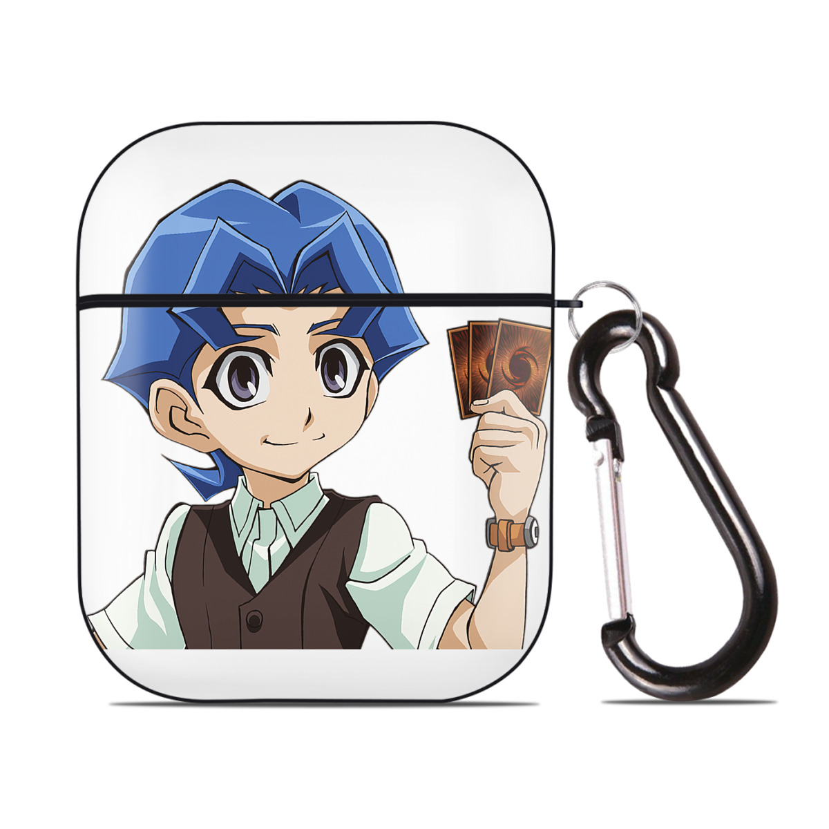 （画像用） 遊☆戯☆王 Yu-Gi-Oh! AirPods 第2世代保護ケース ハードシェル ブラック 耐衝撃・防指紋・カラビナ付き
