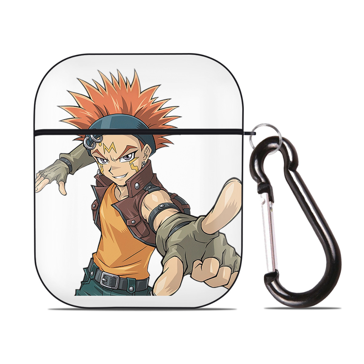 （画像用） 遊☆戯☆王 Yu-Gi-Oh! AirPods 第2世代保護ケース ハードシェル ブラック 耐衝撃・防指紋・カラビナ付き