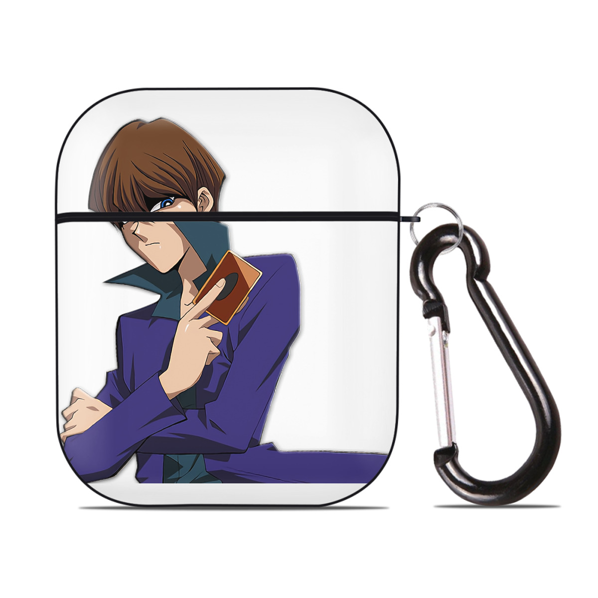 （画像用） 遊☆戯☆王 Yu-Gi-Oh! AirPods 第2世代保護ケース ハードシェル ブラック 耐衝撃・防指紋・カラビナ付き