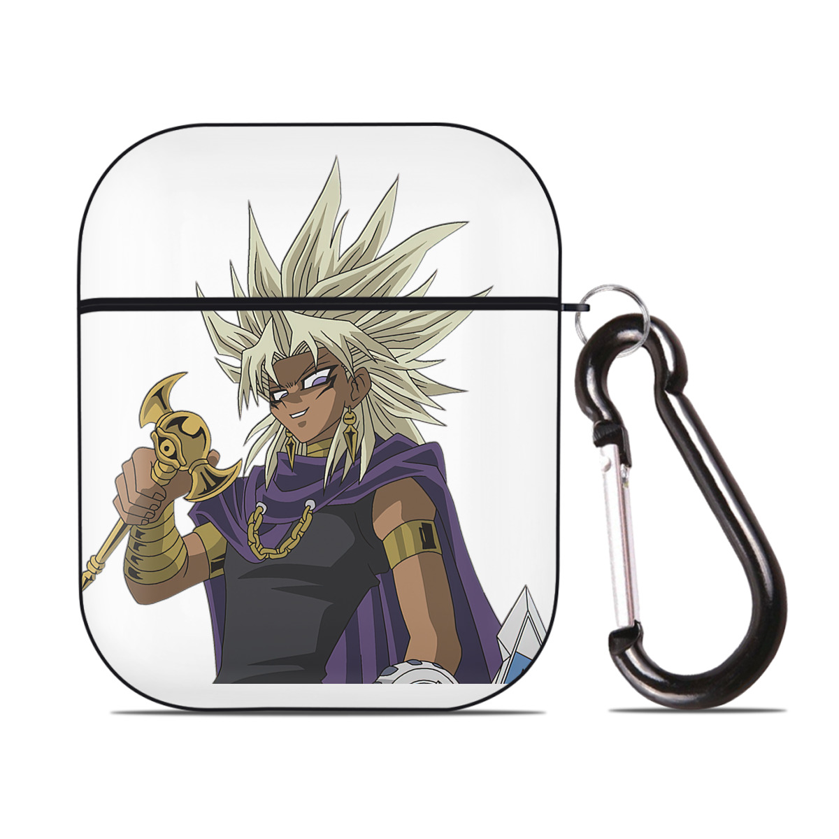（画像用） 遊☆戯☆王 Yu-Gi-Oh! AirPods 第2世代保護ケース ハードシェル ブラック 耐衝撃・防指紋・カラビナ付き