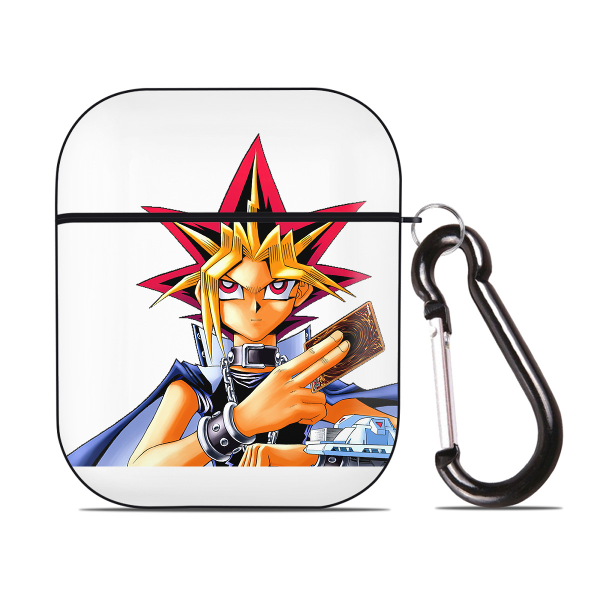 （画像用） 遊☆戯☆王 Yu-Gi-Oh! AirPods 第2世代保護ケース ハードシェル ブラック 耐衝撃・防指紋・カラビナ付き